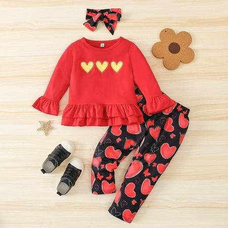 Ruidigrace Kids Toddler Baby Girls Clothes 3pcs Valentine‘s Day Letter Heart Printed Autumn Tops Ruffles Long Sleeve Pants Pulllover Outfits
Ruidigrace Kids Toddler Baby Girls Clothes 3pcs Valentine‘s Day Letter Heart Printed Autumn Tops Ruffles Long Sleeve Pants Pulllover Outfits