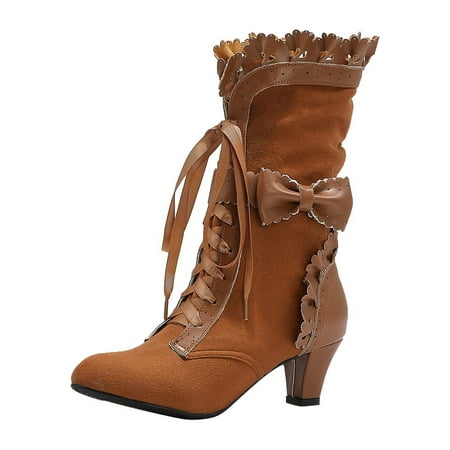 Jikolililili Women Shoes Winter Fashion Bandage Riding Boots Casual Warm High Heels Bowknot Retro Middle Tube Boots Women Shoes Christmas 2022 Deals Clearance
Jikolililili Women Shoes Winter Fashion Bandage Riding Boots Casual Warm High Heels Bowknot Retro Middle Tube Boots Women Shoes Christmas 2022 Deals Clearance