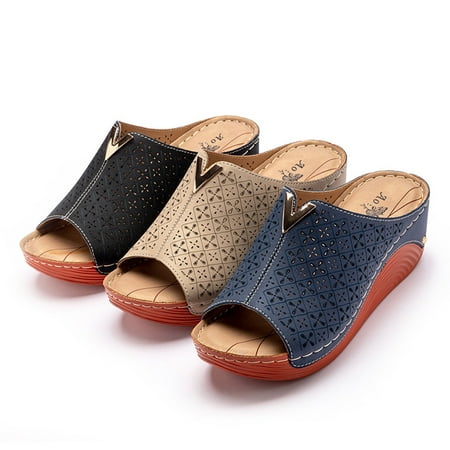 CAICJ98 Women S Sandals Womens Wedge Sandals Slip on Leather Platform Slipper Comfortable Beach Wedge Shoes Dressy Summer A
CAICJ98 Women S Sandals Womens Wedge Sandals Slip on Leather Platform Slipper Comfortable Beach Wedge Shoes Dressy Summer A