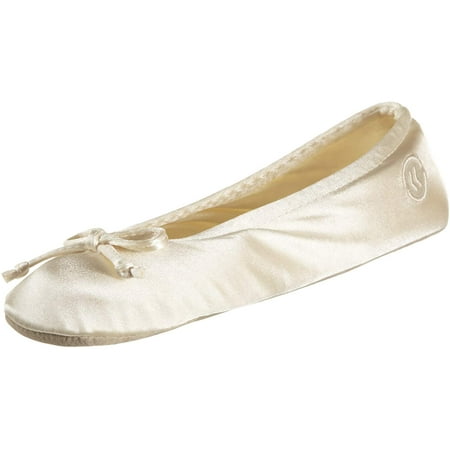Isotoner Women s Classic Satin Ballerina Slipper CRM-2XL