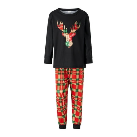 Lieserram Parent-child Pajamas Set Christmas Deer Head Long-sleeved Round Neck Tops + High Waist Colorful Plaid Pants
Lieserram Parent-child Pajamas Set Christmas Deer Head Long-sleeved Round Neck Tops + High Waist Colorful Plaid Pants