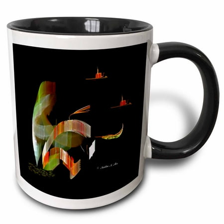 3dRose Burning the Midnight Oil - Two Tone Black Mug 11-ounce