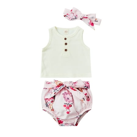 Suanret 3Pcs Kids Baby Girls Clothes Set Sleeveless Tank Tops Elastic Waist Flower Print Shorts with Hairband Beige White 6-12 Months
Suanret 3Pcs Kids Baby Girls Clothes Set Sleeveless Tank Tops Elastic Waist Flower Print Shorts with Hairband Beige White 6-12 Months