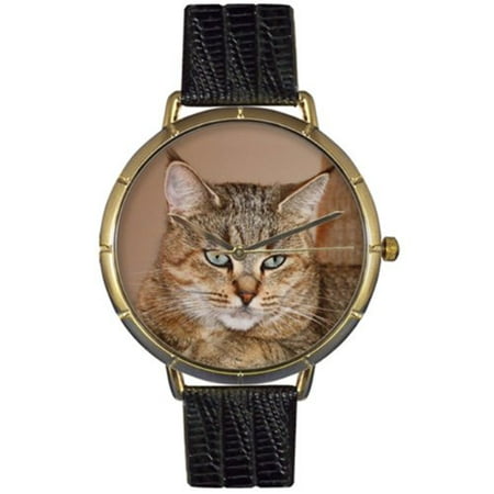 Whimsical Watches Womens N0120053 Pixie Bob Cat Black Leather And Goldtone Photo Watch