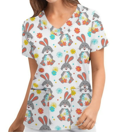 Gwiyeopda Women Short Sleeve Nurse Workwear Clothes T-Shirt Easter Scrub Top Work Uniform
Gwiyeopda Women Short Sleeve Nurse Workwear Clothes T-Shirt Easter Scrub Top Work Uniform