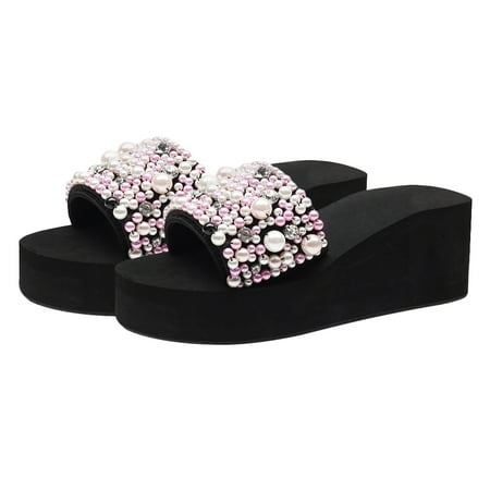 Frcolor Slipper Wedge Summer S Slippers Women’S Mid Sandal Female Beach Stylish Thickening