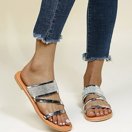 JNGSA Women s Slippers for Summer Rhinestone Slip-On Beach Open Toe Breathable Sandals Shoes Silver 42 Clearance
JNGSA Women s Slippers for Summer Rhinestone Slip-On Beach Open Toe Breathable Sandals Shoes Silver 42 Clearance