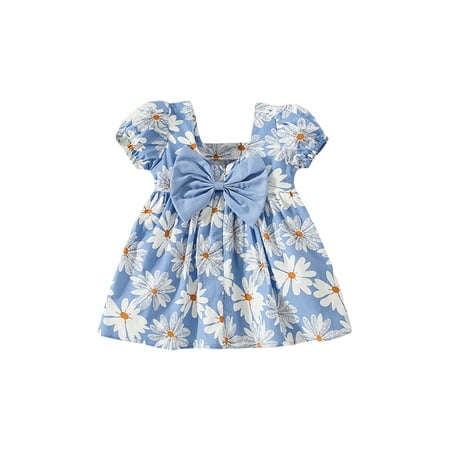 Inevnen Baby Girls Dress Short Sleeve Square Neck Flower Print Bowknot A-line Dress for Casual Daily
Inevnen Baby Girls Dress Short Sleeve Square Neck Flower Print Bowknot A-line Dress for Casual Daily