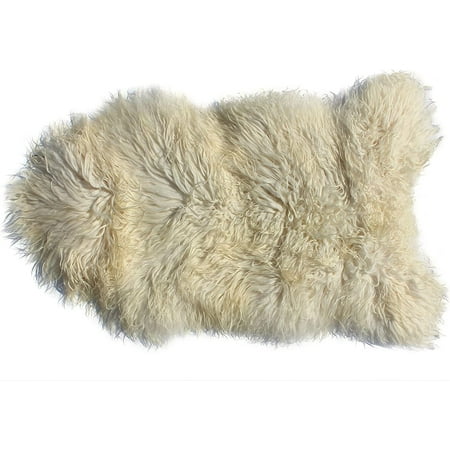 genuine icelandic sheepskin rug throw (shade of white - curly pile) 24 x36