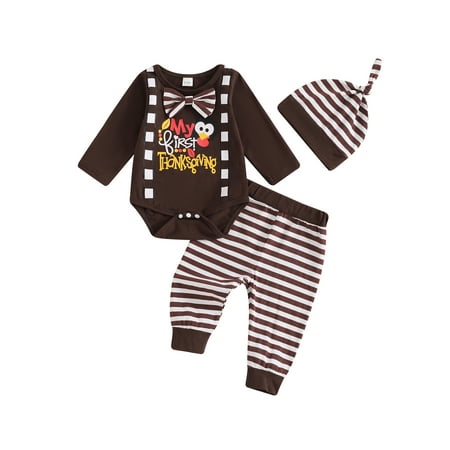 RSRZRCJ Newborn Baby Boy Thanksgiving Outfit Letter Print Long Sleeve Rompers Striped Print Pants Hat Set Fall Spring 3 Piece Clothes
RSRZRCJ Newborn Baby Boy Thanksgiving Outfit Letter Print Long Sleeve Rompers Striped Print Pants Hat Set Fall Spring 3 Piece Clothes