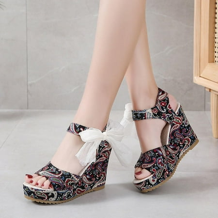Yedhsi Women s Fish Mouth Wedges Shoes Wedge Heel Lace Up High Heels Luxury Sandals High Heels Shoes