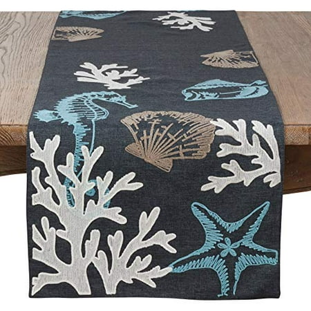 Fennco Styles Coastal Collection Sea Life Embroidered Table Runner 16 x 54 Inch - Navy Blue Table Cover for Everyday Use Family Gathering Banquets and Special Occasion
Fennco Styles Coastal Collection Sea Life Embroidered Table Runner 16 x 54 Inch - Navy Blue Table Cover for Everyday Use Family Gathering Banquets and Special Occasion