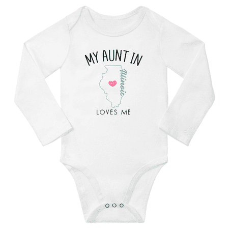My Aunt In Illinois Loves Me Baby Long Short Sleeve Romper Bodysuits 3-6 Months