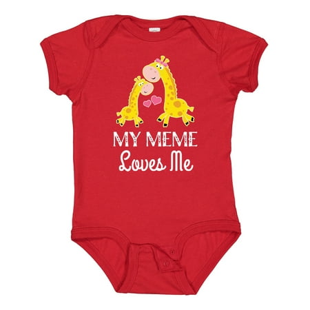 Inktastic My Meme Grandma Loves Me Giraffe Gift Baby Boy or Baby Girl Bodysuit