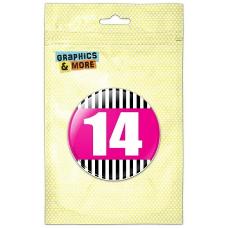 Birthday Stripes Pink 14 Refrigerator Button Magnet