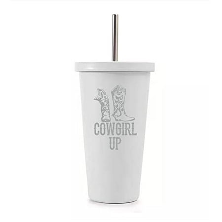 16 oz Stainless Steel Double Wall Insulated Tumbler Pool Beach Cup Travel Mug With Straw Cowgirl Up Boots (White)
16 oz Stainless Steel Double Wall Insulated Tumbler Pool Beach Cup Travel Mug With Straw Cowgirl Up Boots (White)