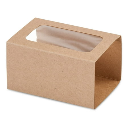 Kraft Macaron and Cookie Sleeve with Window 3.75x2.5x2 50 Pack