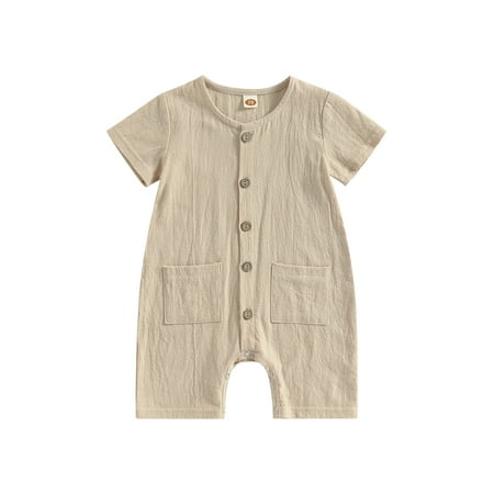 Qtinghua Newborn Infant Baby Boys Girls Romper Short Sleeve Striped Button Down Jumpsuit One Piece Summer Outfits Apricot 18-24 Months
Qtinghua Newborn Infant Baby Boys Girls Romper Short Sleeve Striped Button Down Jumpsuit One Piece Summer Outfits Apricot 18-24 Months