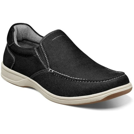 Men s Florsheim Lakeside Canvas Moc Toe Slip On Walking Shoes Black 13401-001