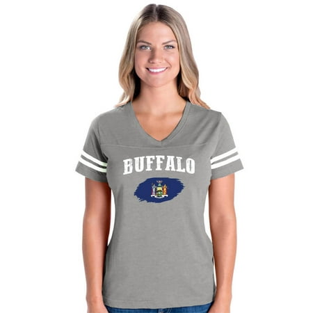 Buffalo New York Women's Football V-Neck Fine Jersey Tee