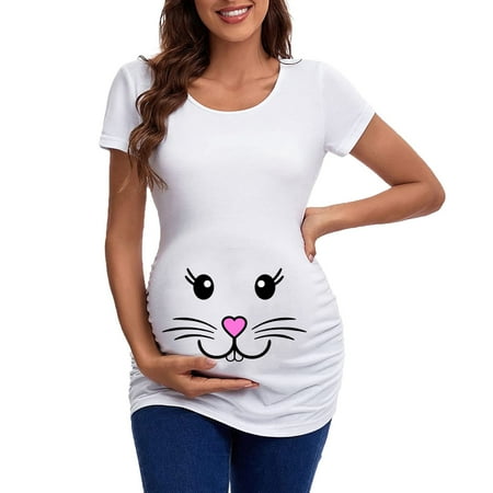Bessbest Spring New Easter Womens Maternity Short Sleeve Crew Neck Rabbit Graphic Ruched Sides T Shirt Tops Pregnancy Tunic Blouse
Bessbest Spring New Easter Womens Maternity Short Sleeve Crew Neck Rabbit Graphic Ruched Sides T Shirt Tops Pregnancy Tunic Blouse