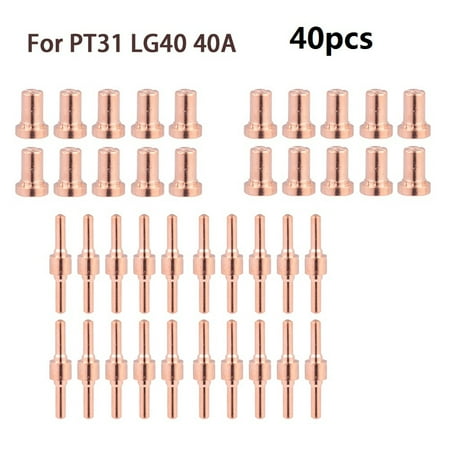 40 PCS PT31 Plasma Torch Tip Electrode Nozzle Extended Plasma Cutter Consumables