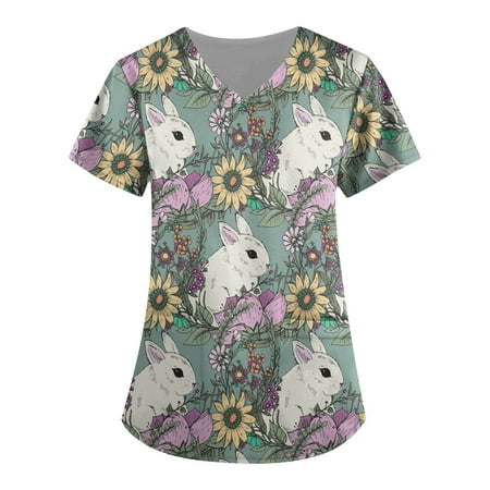 Knosfe Women s Casual V Neck Easter Day Summer Short Sleeve Classic Fit Scrub Top Female Plus Size 4XL
Knosfe Women s Casual V Neck Easter Day Summer Short Sleeve Classic Fit Scrub Top Female Plus Size 4XL