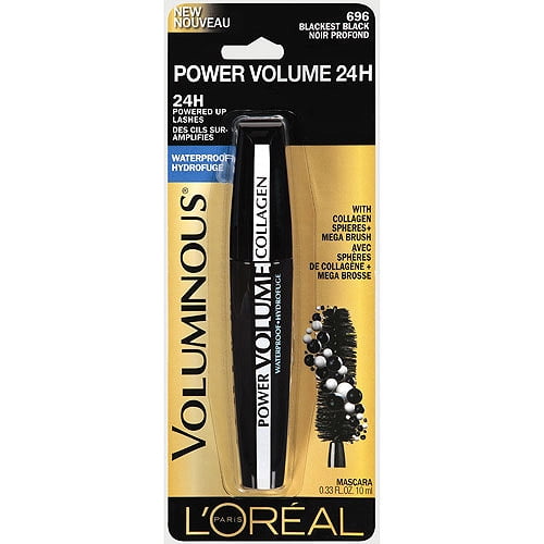 L'Oreal Paris Voluminous Power Volume 24H Waterproof Mascara, 696 Blackest Black