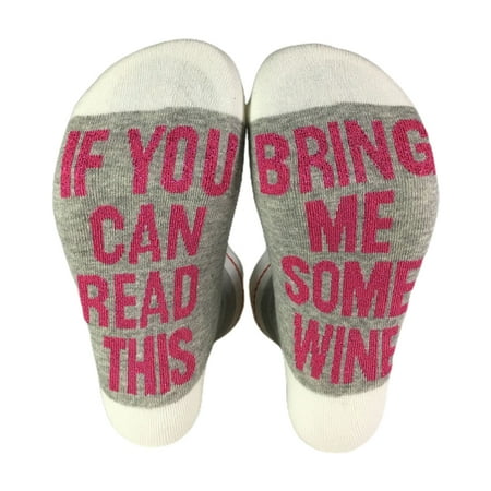 Novelty Funny Saying Crew Socks Shiny If You Can Read This Bring Me Wine Hosiery
