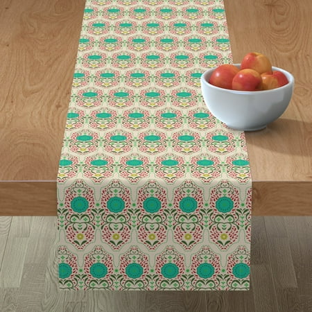 Table Runner Brocade Floral Pattern Geo A191 Cotton Sateen
