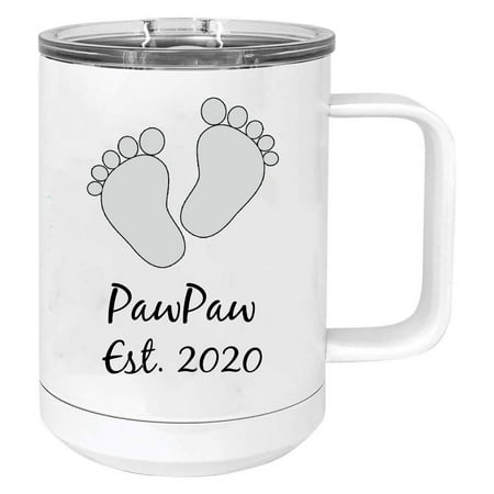 Baby Feet PawPaw Est. Established 2020 Stainless Steel Vacuum Insulated 15 Oz Travel Coffee Mug with Slider Lid White
Baby Feet PawPaw Est. Established 2020 Stainless Steel Vacuum Insulated 15 Oz Travel Coffee Mug with Slider Lid White
