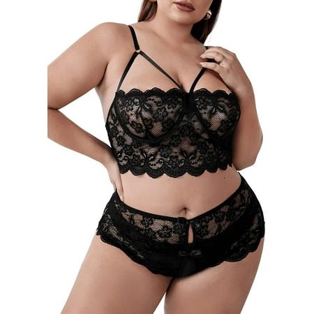 ZWJHGIK Women s Plus Size Floral Lace Scalloped Trim Underwire Lingerie Bra and Panty
ZWJHGIK Women s Plus Size Floral Lace Scalloped Trim Underwire Lingerie Bra and Panty