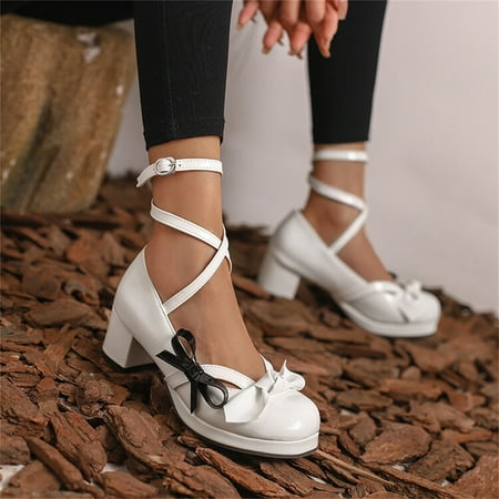 Cathalem Ladies Fashion Solid Color Bright Leather Bow Decorative Buckle Thick High Heeled Leather Pump High Heels for Women White 6.5
Cathalem Ladies Fashion Solid Color Bright Leather Bow Decorative Buckle Thick High Heeled Leather Pump High Heels for Women White 6.5