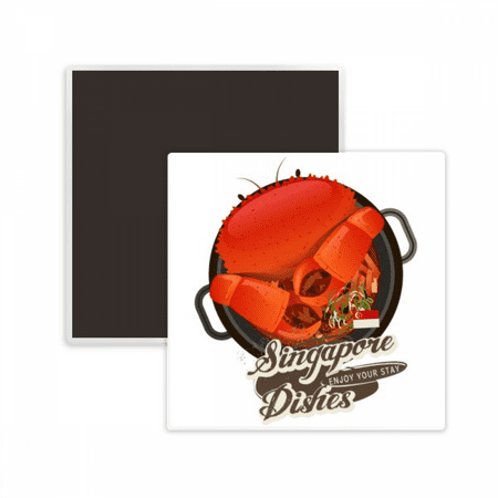 Traditional Singapore Chili Crab Square Ceracs Fridge Magnet Keepsake Memento