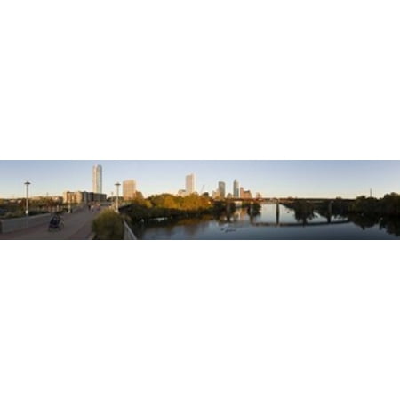 Skyscrapers in a city Lamar Street Pedestrian Bridge Austin Texas USA Stretched Canvas - Panoramic Images (24 x 5)