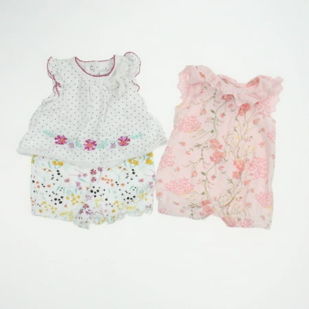Pre-owned Laura Ashley Girls White | Pink Romper size: 0-3 Months