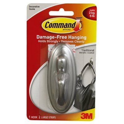Traditional Hook Brushed Nickel Metallic Large 1 Pack