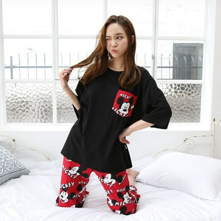 New Homewear Short Sleeve Pajamas Set Cute Leisure Women Sleepwear 2Pcs Nightwear for Women Nightwear Long Loose Waist Pant
New Homewear Short Sleeve Pajamas Set Cute Leisure Women Sleepwear 2Pcs Nightwear for Women Nightwear Long Loose Waist Pant