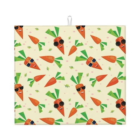 Dish Drying Mats for Kitchen Counter Cute Carrot Sunglasses 16x18in Dish Drying Pad Coffee Mat with Hanging Loop Super absorbent Kitchen Counter Mat Coffee Bar Accessories 
Dish Drying Mats for Kitchen Counter Cute Carrot Sunglasses 16x18in Dish Drying Pad Coffee Mat with Hanging Loop Super absorbent Kitchen Counter Mat Coffee Bar Accessories