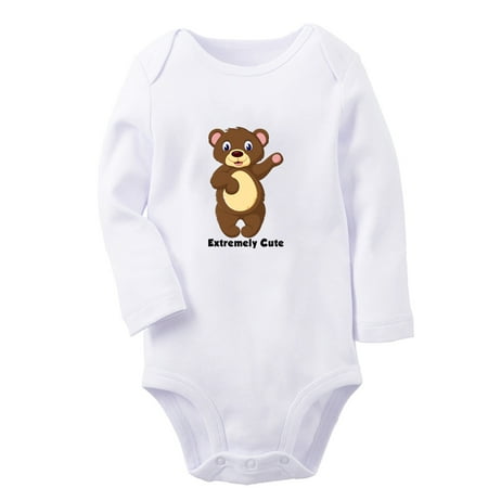 iDzn® Extremenly Cute Funny Rompers Newborn Baby Unisex Bodysuits Infant Animal Bear Graphic Jumpsuits Toddler Kids Long Sleeve Oufits (White 0-6 Months)
