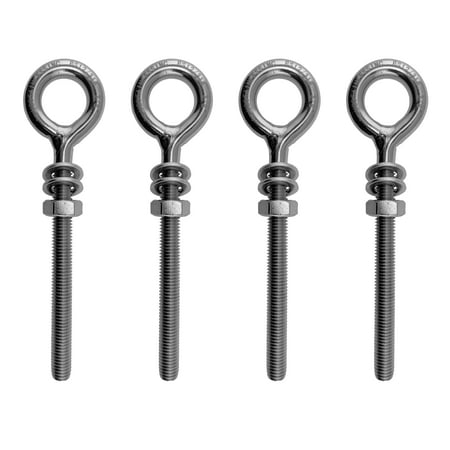 4 Pieces Stainless Steel 316 M5 Eye Bolt 5mm x 50mm (3/16 x 2 ) Marine Grade