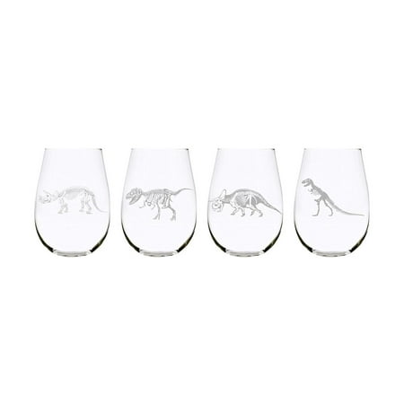 Dinosaur skeleton stemless wine glass (set of 4)