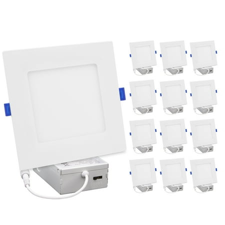 Maxxima 12-Pack 6” Square Ultra Thin LED Downlight Slim Recessed Canless Light IC Rated 1000 Lumens 5 Color Temperature Selectable 2700K/3000K/3500K/4000K/5000K Dimmable White Trim J-Box Incl.
Maxxima 12-Pack 6” Square Ultra Thin LED Downlight Slim Recessed Canless Light IC Rated 1000 Lumens 5 Color Temperature Selectable 2700K/3000K/3500K/4000K/5000K Dimmable White Trim J-Box Incl.
