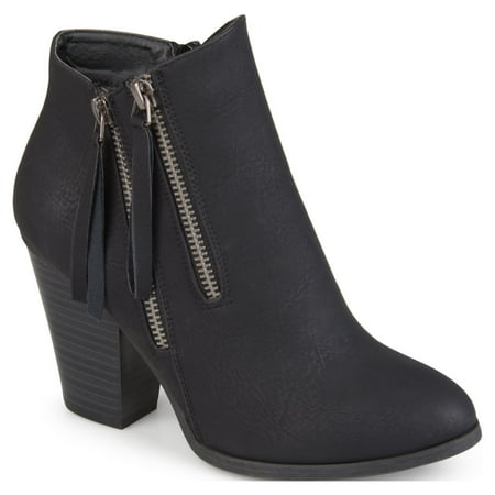 Journee Collection Womens Vally Wide Width Inside Zip Stacked Heel Booties