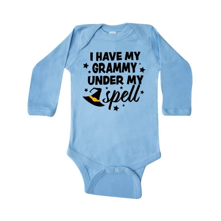 Inktastic I Have My Grammy Under My Spell with Cute Witch Hat Gift Baby Boy or Baby Girl Long Sleeve Bodysuit