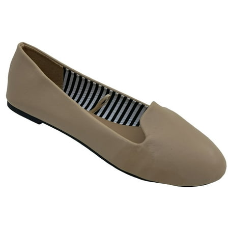 Womens Faux Suede Loafer Smoking Shoes Flats 4024 Nude PU 11