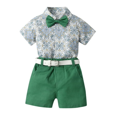 Kids Sets Clothing For Toddler Boys Flower Printed O-Neck Short Sleeve Shirt Tops Shorts With Tie Belt Child Gentleman Outfits Dailywears Comfortable Loose Fittness Sets
Kids Sets Clothing For Toddler Boys Flower Printed O-Neck Short Sleeve Shirt Tops Shorts With Tie Belt Child Gentleman Outfits Dailywears Comfortable Loose Fittness Sets