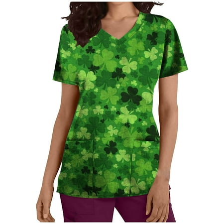 Odeerbi St. Patrick s Day Scrub Tops for Women Fashion Short Sleeve V-Neck Working Uniform Printing Blouse with Pocket Green
Odeerbi St. Patrick s Day Scrub Tops for Women Fashion Short Sleeve V-Neck Working Uniform Printing Blouse with Pocket Green