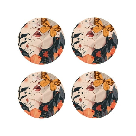 Honeii Butterfly Floral Elegance Print Leather Coaster Set of 4 Ideal for Safeguarding Your Furniture from Drinks Spills and Effortless Cleanup-Round Shape
Honeii Butterfly Floral Elegance Print Leather Coaster Set of 4 Ideal for Safeguarding Your Furniture from Drinks Spills and Effortless Cleanup-Round Shape