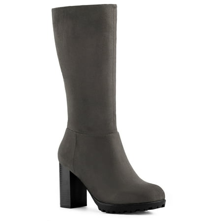 Allegra K Women s Mid-calf Block Heel Boots